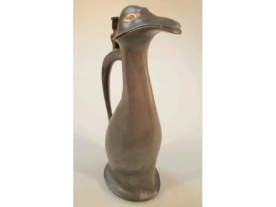 A Kayserzinn moulded pewter jug in the shape of a duck