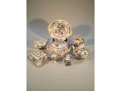 A Booths Silicon China transfer printed large dinner service and part tea