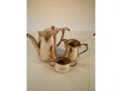 A silver plated Walker & Hall LNER three piece tea service