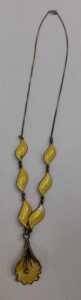 A Norwegian silver and enamel necklace, the central flower with yellow enamel and three waved... - 2