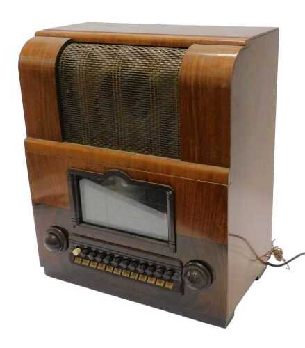 A mid 20thC walnut cased Marconi 874 vintage valve radio, 56cm high. WARNING! This lot contains...