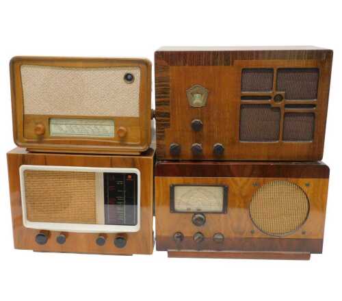 Four various mid 20thC walnut cased radios, PYE, Siemens-Albis, etc. WARNING! This lot contains...