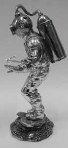 A figure of a deep sea diver, silver coloured, 39cm high. - 2