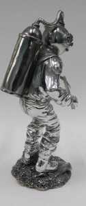 A figure of a deep sea diver, silver coloured, 39cm high. - 3