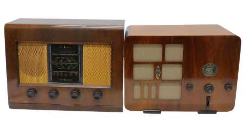 A mid 20thC walnut cased Cossor radio, and a Bush AC11 vintage valve radio. (2) WARNING! This...