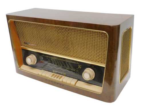 A 20thC melamine cased Grundig 3D sound radio, 36cm high. WARNING! This lot contains untested or...