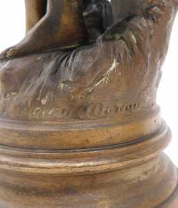 A pair of early 20thC Moreau spelter figures of dancing ladies, semi-clad on naturalistic bases,... - 4