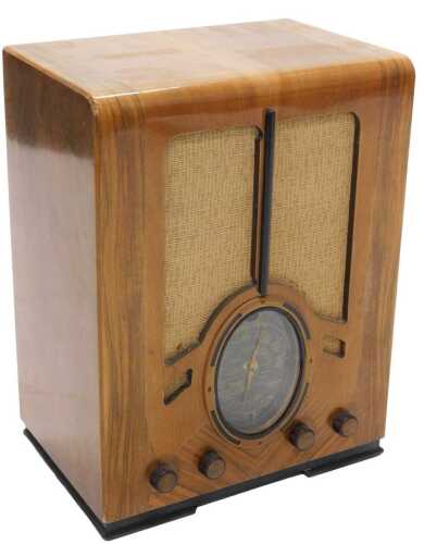 A mid 20thC walnut cased Ferguson 502AC radio, 51cm high. WARNING! This lot contains untested or...