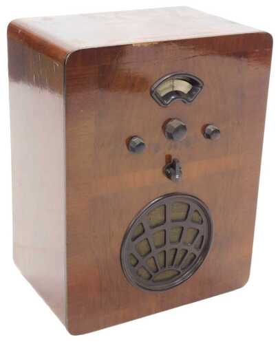 A mid 20thC walnut cased McMichael Super heterodyne radio, circa 1930s, 51cm high. WARNING! This...