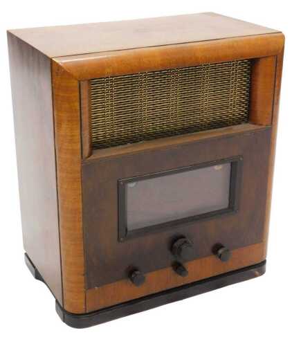 A mid 20thC walnut cased G Marconi radio, 53cm high. WARNING! This lot contains untested or...