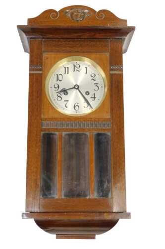 A late 19thC mahogany cased wall clock, with 29cm diameter Roman numeric dial, stamped Smith...