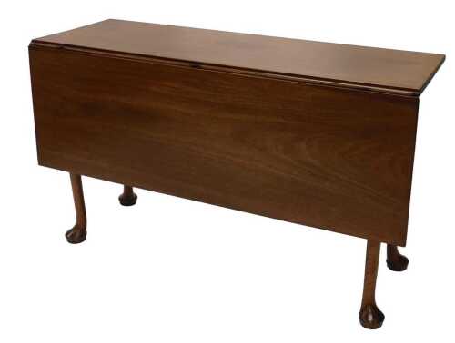 A 19thC mahogany drop leaf table, with single leaf, on pad feet, when closed 74cm high, 122cm...
