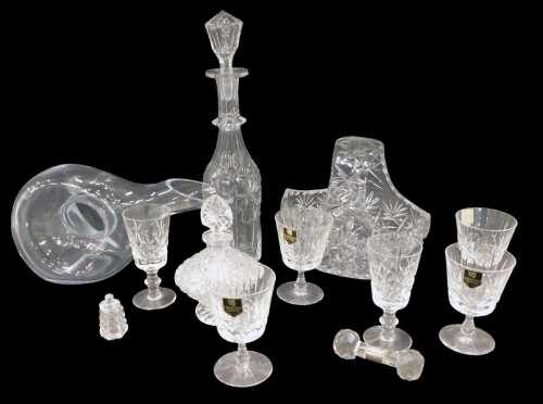Various glassware, cut glass, crystal, decanter, 36cm high, carafe, Edinburgh crystal wine glass,...