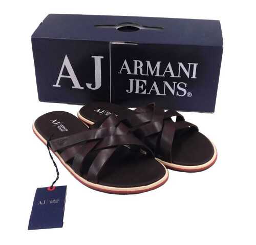 A pair of Armani Jeans sandals, in brown, UK size 8, boxed with labels.