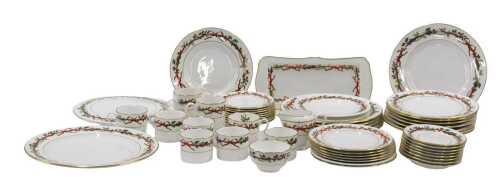 A Royal Worcester Holly Ribbons pattern part dinner service, to include sandwich plates, 32cm...