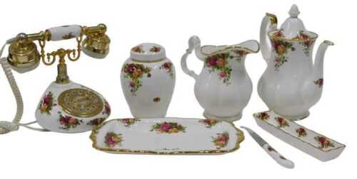 Various Royal Albert Old Country Roses, comprising telephone, 22cm high, coffee pot, jug, lidded...