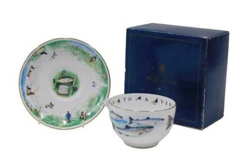 A Royal Worcester VIP fishing cup, 8cm high. (boxed)