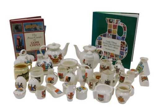 Various crested china, teapots, 12cm high, other pieces, Goss Lincoln vase, Maltese funeral urn,...