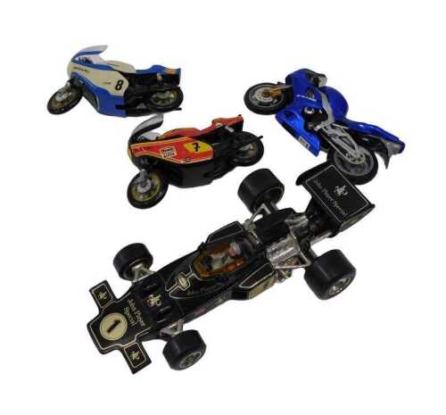 Diecast and other vehicles, Corgi John Player's special racing car, 28cm wide, and three...