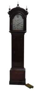 A George III mahogany longcase clock, by Thomas Sone of Fareham, the silvered engraved dial with...