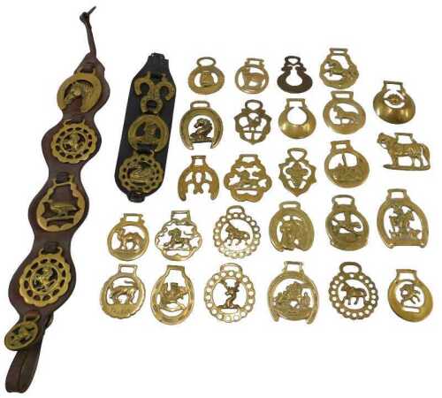Various brass martingales and horse brasses, early 20thC, to include horse, 10cm high, cat,...