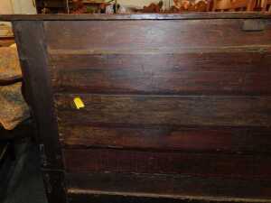 A late 17thC oak chest of drawers, the top with a moulded edge above three panelled drawers,... - 6