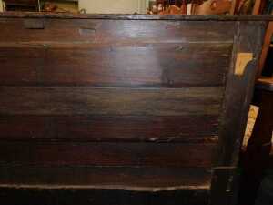 A late 17thC oak chest of drawers, the top with a moulded edge above three panelled drawers,... - 7