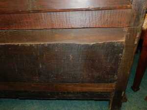 A late 17thC oak chest of drawers, the top with a moulded edge above three panelled drawers,... - 9
