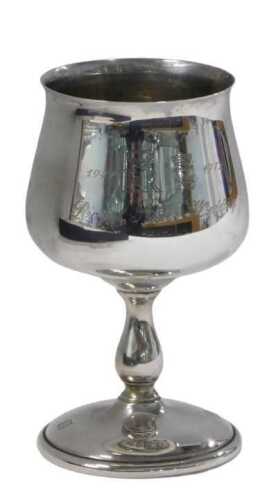 An Elizabeth II 25th wedding anniversary of The Queen and The Duke of Edinburgh silver goblet,...