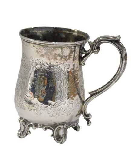 A Victorian silver christening cup, by John Angell II & George Angell, the bell shaped body with...