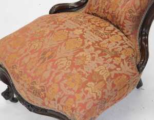 A Victorian rosewood show frame nursing chair, with a buttoned padded back and a padded seat... - 2