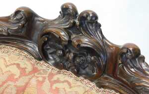 A Victorian rosewood show frame nursing chair, with a buttoned padded back and a padded seat... - 3