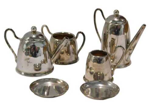 An Elizabeth II silver child's or miniature tea service, by Bishton's Limited, to include kettle,...