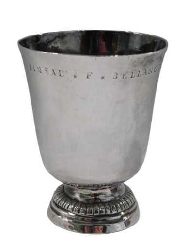 An early 19thC Continental cup or beaker, the bell shaped bowl marked E*Pineau*F*Bellanger,...