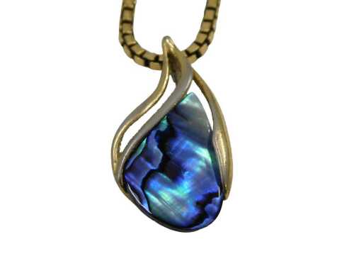 A 9ct gold boxlink neck chain, 36cm long, with a plated mother of pearl pendant, 10.5g all in.