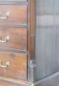 A George III mahogany chest on chest, the top with a moulded cornice above a blind fret frieze... - 2