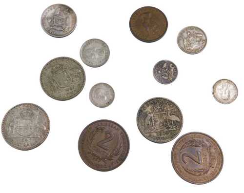 Various world coins, Australia 1947, some silver and others. (a small quantity)