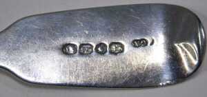 A pair of Victorian silver fiddle pattern serving spoons, each bearing the initials AEM, maker... - 3