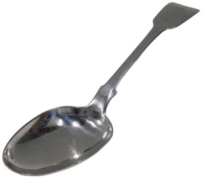 A George III silver fiddle pattern serving spoon, bearing the initial G, maker WE, London 1791,...