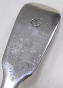 A George III silver fiddle pattern serving spoon, bearing the initial G, maker WE, London 1791,... - 2
