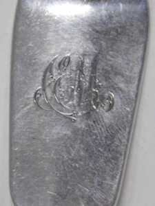 A set of eight silver fiddle pattern table forks, each bearing the initials CEM, by George W... - 2