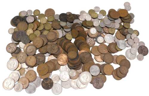 Various coins, GB low denomination, six pences, mid-20thC, various other pennies, threepenny...