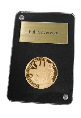 A London Mint Office 2022 Gibraltar Her Last Act of Service full gold proof sovereign, .916,...
