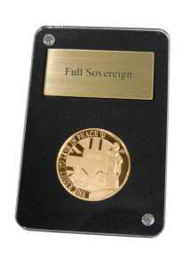 A London Mint Office 2022 Gibraltar Her Last Act of Service full gold proof sovereign, .916,...