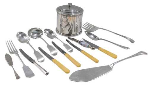 Various silver plated ware, 20thC serving pieces, lidded jar, etc. (a quantity)