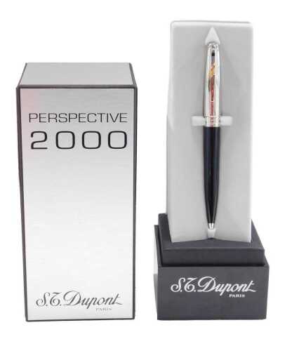 A S.J Dupont perspective 2000 commemorative ballpoint pen, with box and packaging.
