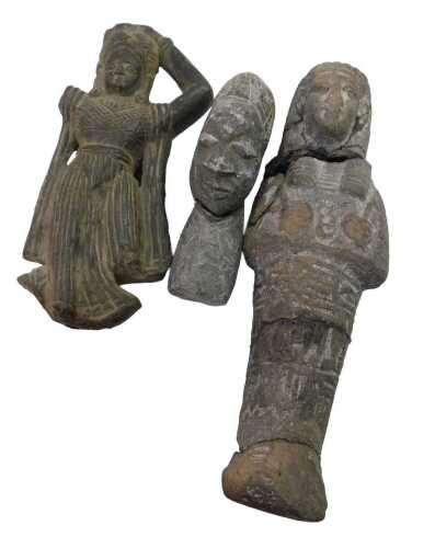 Various Middle Eastern tribal style grave type figures, 13cm high, etc. (3)
