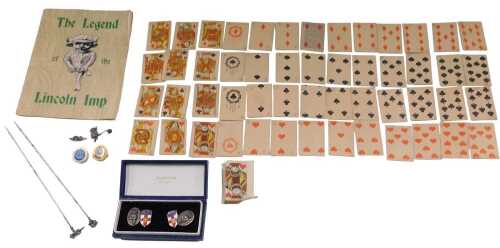 Lincoln related items, hat pins, The Legend of The Lincoln Imp, Lincoln Imp cuff links, 3cm high,...