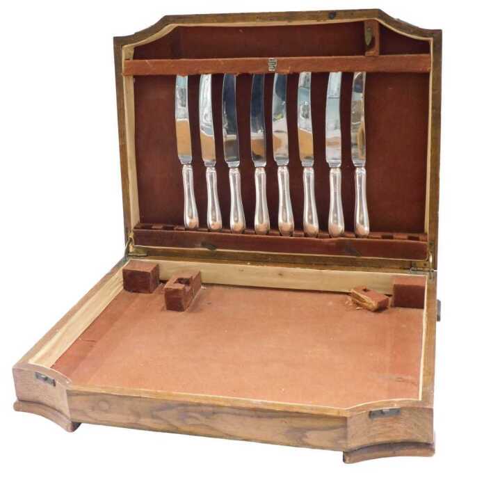A set of eight Victorian silver handled table knives, with stainless steel blades, Sheffield...