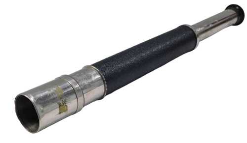 A Ross of London pattern 373B chrome telescope, with black trim, crows foot emblem, number 44,...